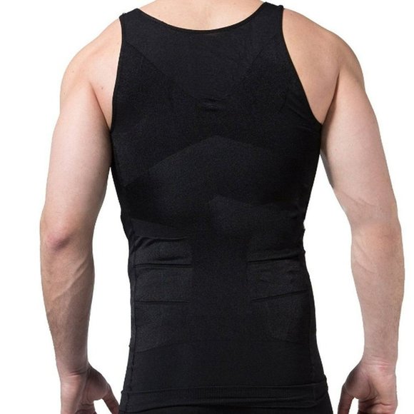 Men's Slimming Body Shaper Waist Trainer Vest Gym Tops Belly Compression Shirt - Picture 2 of 5